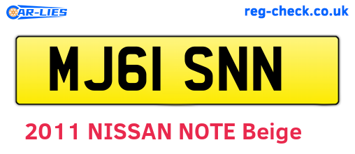 MJ61SNN are the vehicle registration plates.