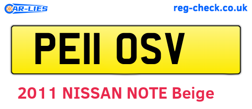 PE11OSV are the vehicle registration plates.