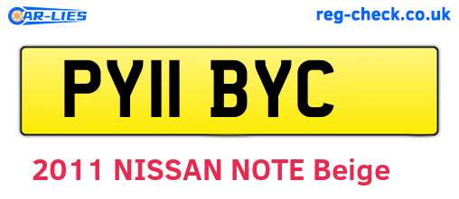 PY11BYC are the vehicle registration plates.