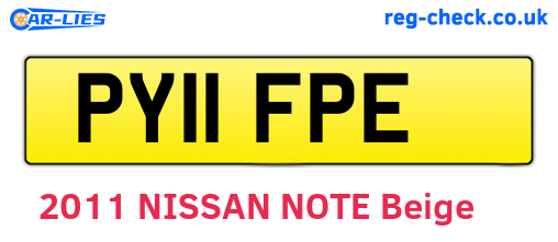 PY11FPE are the vehicle registration plates.