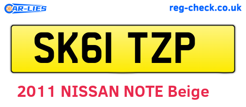 SK61TZP are the vehicle registration plates.