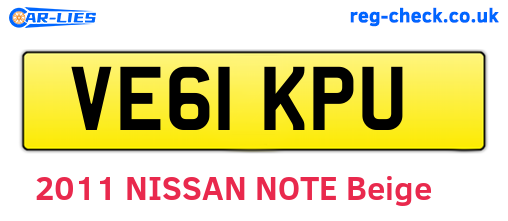 VE61KPU are the vehicle registration plates.