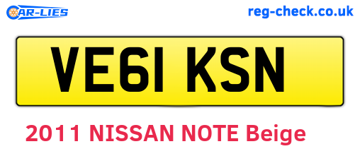 VE61KSN are the vehicle registration plates.