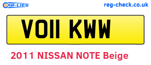 VO11KWW are the vehicle registration plates.