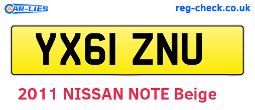 YX61ZNU are the vehicle registration plates.