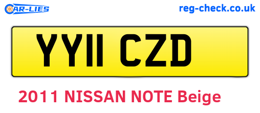 YY11CZD are the vehicle registration plates.