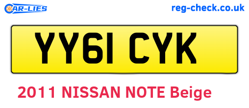 YY61CYK are the vehicle registration plates.