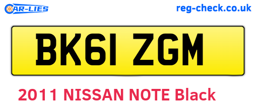 BK61ZGM are the vehicle registration plates.