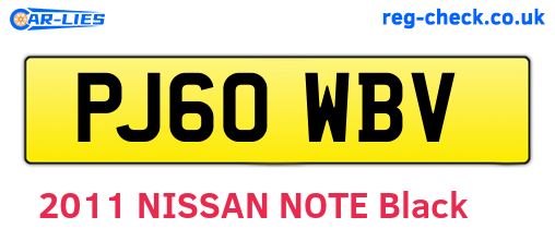 PJ60WBV are the vehicle registration plates.