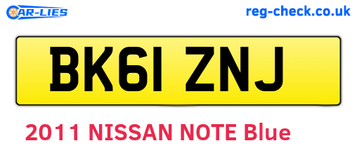 BK61ZNJ are the vehicle registration plates.