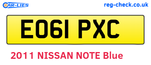 EO61PXC are the vehicle registration plates.