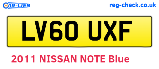 LV60UXF are the vehicle registration plates.