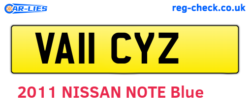 VA11CYZ are the vehicle registration plates.