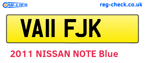 VA11FJK are the vehicle registration plates.
