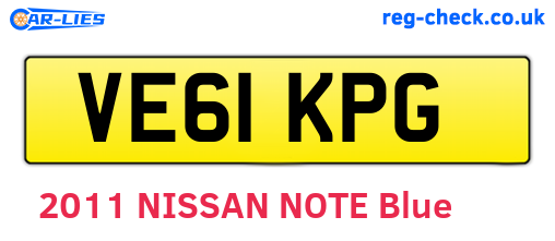 VE61KPG are the vehicle registration plates.