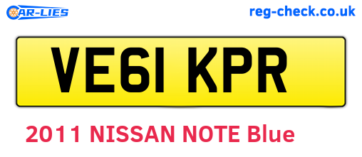 VE61KPR are the vehicle registration plates.