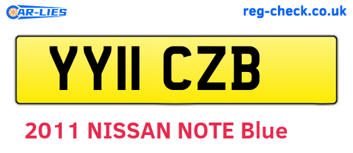 YY11CZB are the vehicle registration plates.