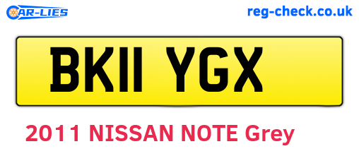 BK11YGX are the vehicle registration plates.