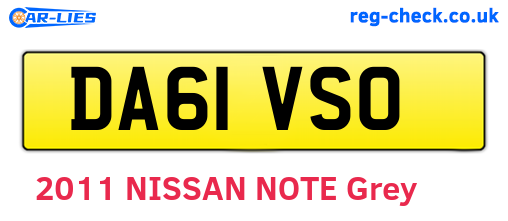 DA61VSO are the vehicle registration plates.