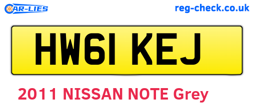 HW61KEJ are the vehicle registration plates.