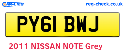 PY61BWJ are the vehicle registration plates.