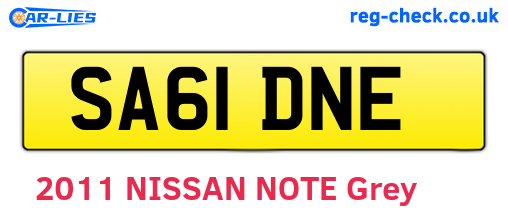 SA61DNE are the vehicle registration plates.