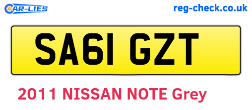 SA61GZT are the vehicle registration plates.