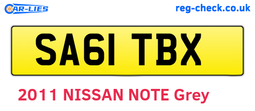 SA61TBX are the vehicle registration plates.