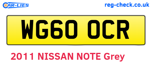 WG60OCR are the vehicle registration plates.