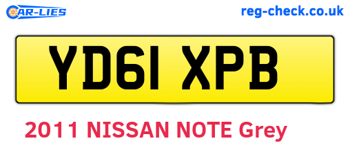 YD61XPB are the vehicle registration plates.