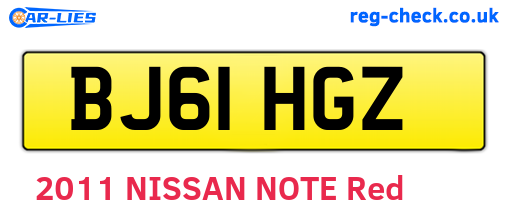 BJ61HGZ are the vehicle registration plates.