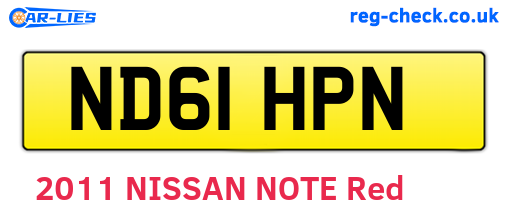 ND61HPN are the vehicle registration plates.
