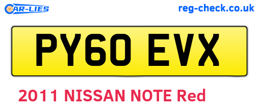 PY60EVX are the vehicle registration plates.