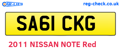 SA61CKG are the vehicle registration plates.
