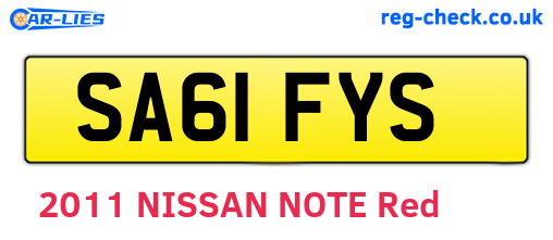 SA61FYS are the vehicle registration plates.