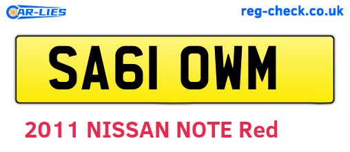 SA61OWM are the vehicle registration plates.