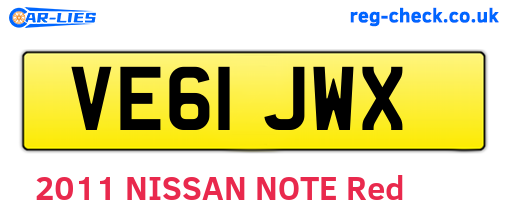 VE61JWX are the vehicle registration plates.
