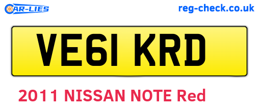 VE61KRD are the vehicle registration plates.
