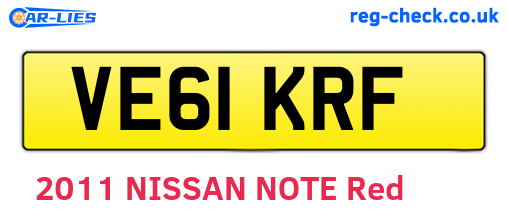 VE61KRF are the vehicle registration plates.