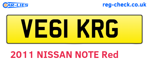 VE61KRG are the vehicle registration plates.