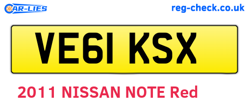 VE61KSX are the vehicle registration plates.