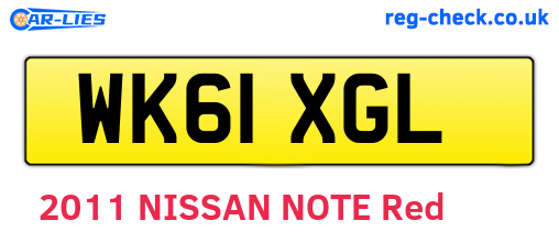 WK61XGL are the vehicle registration plates.