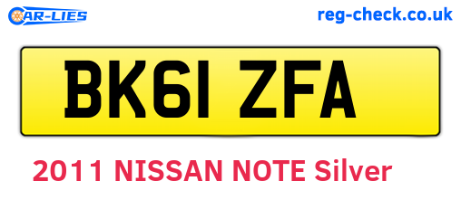 BK61ZFA are the vehicle registration plates.