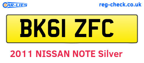 BK61ZFC are the vehicle registration plates.