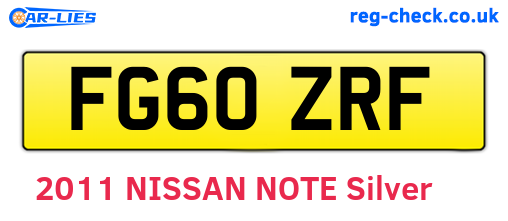 FG60ZRF are the vehicle registration plates.