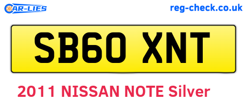 SB60XNT are the vehicle registration plates.