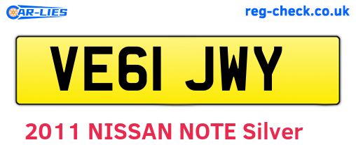 VE61JWY are the vehicle registration plates.