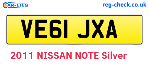 VE61JXA are the vehicle registration plates.