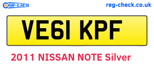 VE61KPF are the vehicle registration plates.