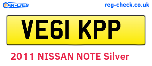 VE61KPP are the vehicle registration plates.